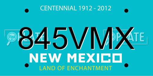 845VMX New Mexico License Plate