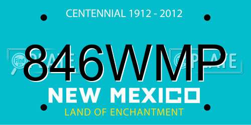 846WMP New Mexico License Plate