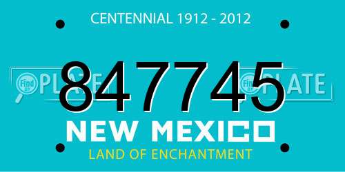 847745 New Mexico License Plate