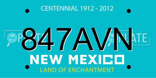 847AVN New Mexico License Plate