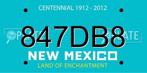 847DB8 New Mexico License Plate