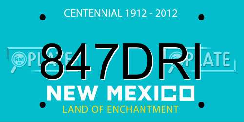 847DRI New Mexico License Plate