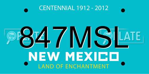 847MSL New Mexico License Plate