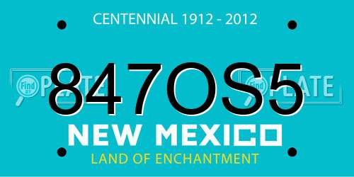 847OS5 New Mexico License Plate