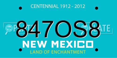 847OS8 New Mexico License Plate
