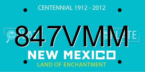 847VMM New Mexico License Plate
