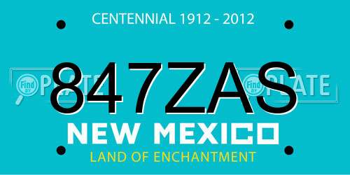 847ZAS New Mexico License Plate