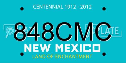 848CMC New Mexico License Plate