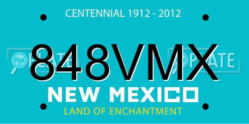 848VMX New Mexico License Plate