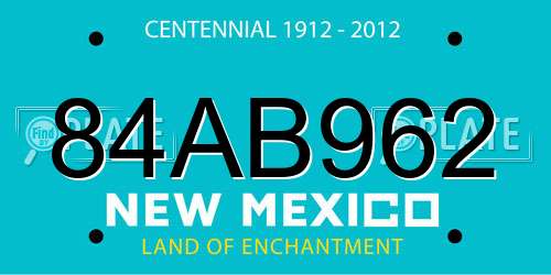 84AB962 New Mexico License Plate