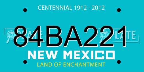 84BA221 New Mexico License Plate