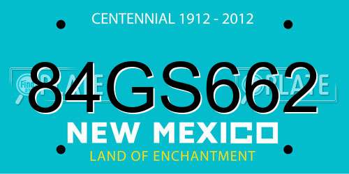 84GS662 New Mexico License Plate