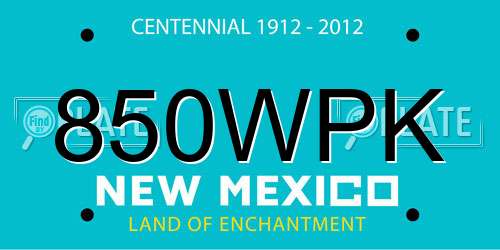 850WPK New Mexico License Plate