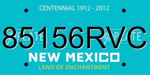 85156RVC New Mexico License Plate