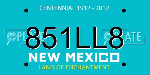 851LL8 New Mexico License Plate
