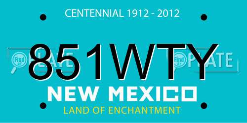 851WTY New Mexico License Plate