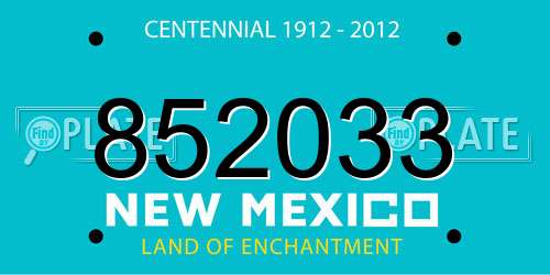 852033 New Mexico License Plate