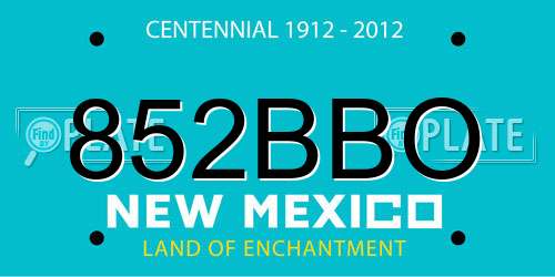 852BBO New Mexico License Plate