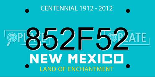 852F52 New Mexico License Plate