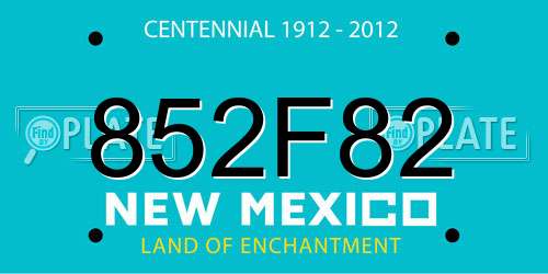 852F82 New Mexico License Plate