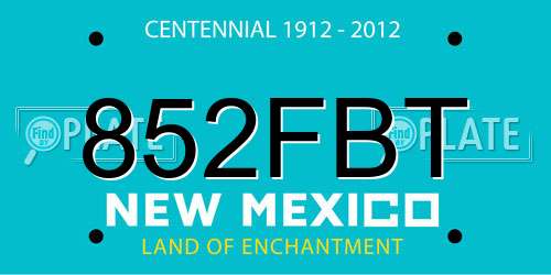 852FBT New Mexico License Plate