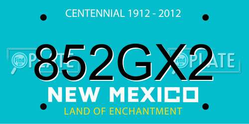 852GX2 New Mexico License Plate