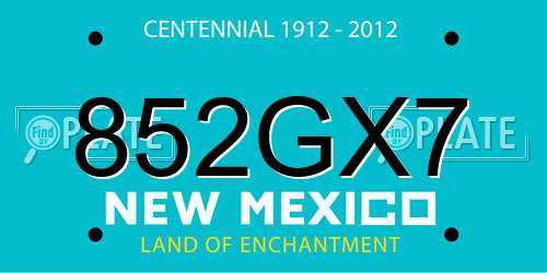 852GX7 New Mexico License Plate