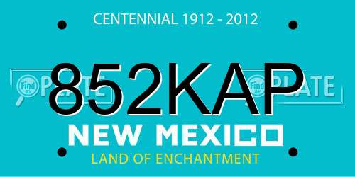 852KAP New Mexico License Plate