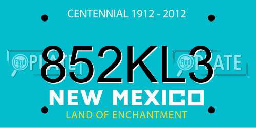 852KL3 New Mexico License Plate