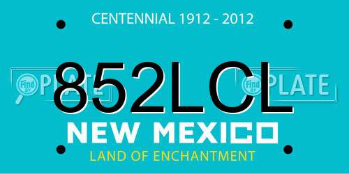 852LCL New Mexico License Plate