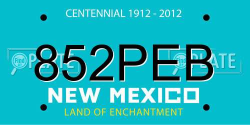 852PEB New Mexico License Plate