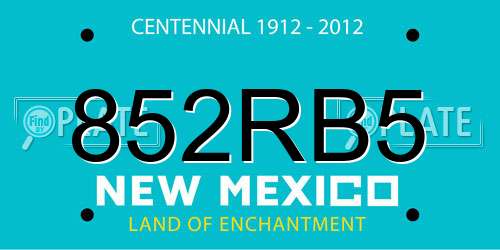 852RB5 New Mexico License Plate