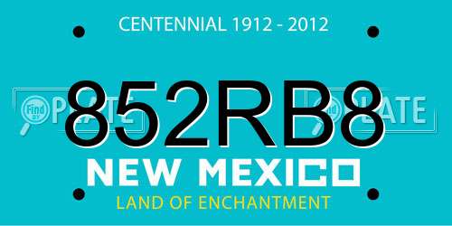 852RB8 New Mexico License Plate