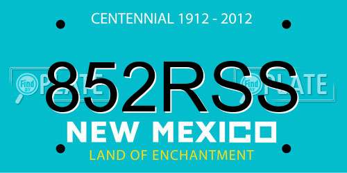 852RSS New Mexico License Plate