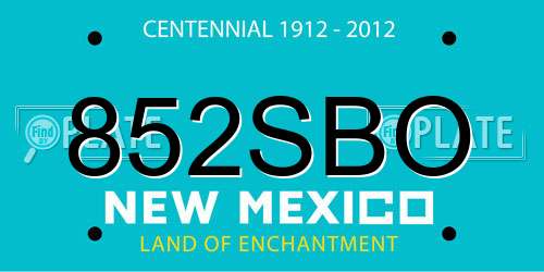 852SBO New Mexico License Plate