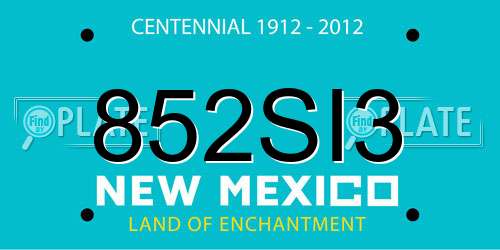 852SI3 New Mexico License Plate