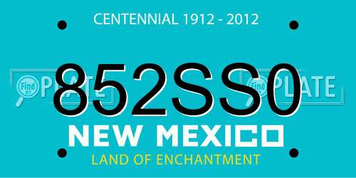852SS0 New Mexico License Plate