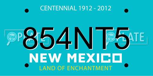 854NT5 New Mexico License Plate