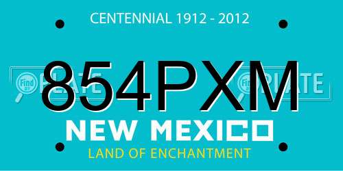 854PXM New Mexico License Plate
