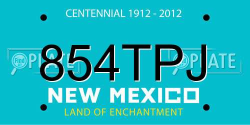 854TPJ New Mexico License Plate