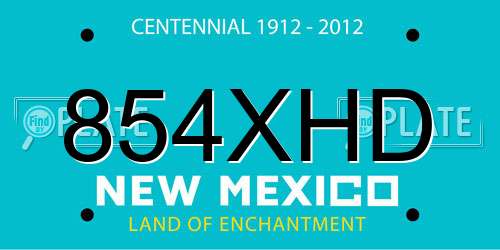854XHD New Mexico License Plate