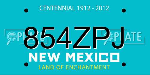 854ZPJ New Mexico License Plate