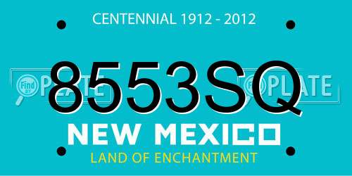 8553SQ New Mexico License Plate