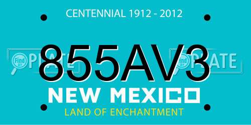 855AV3 New Mexico License Plate