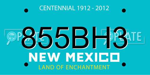 855BH3 New Mexico License Plate