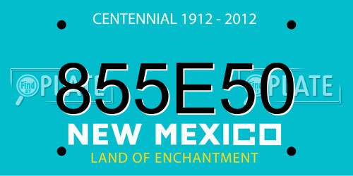 855E50 New Mexico License Plate