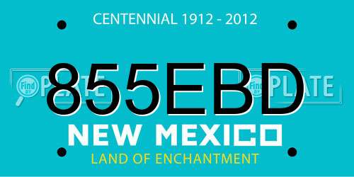 855EBD New Mexico License Plate