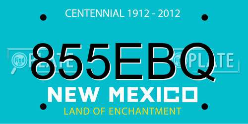 855EBQ New Mexico License Plate