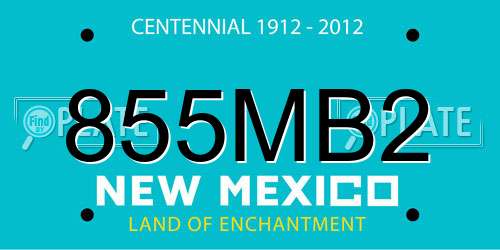855MB2 New Mexico License Plate