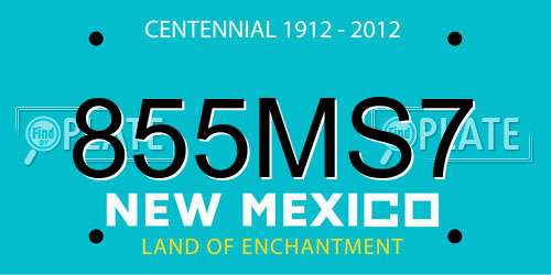 855MS7 New Mexico License Plate